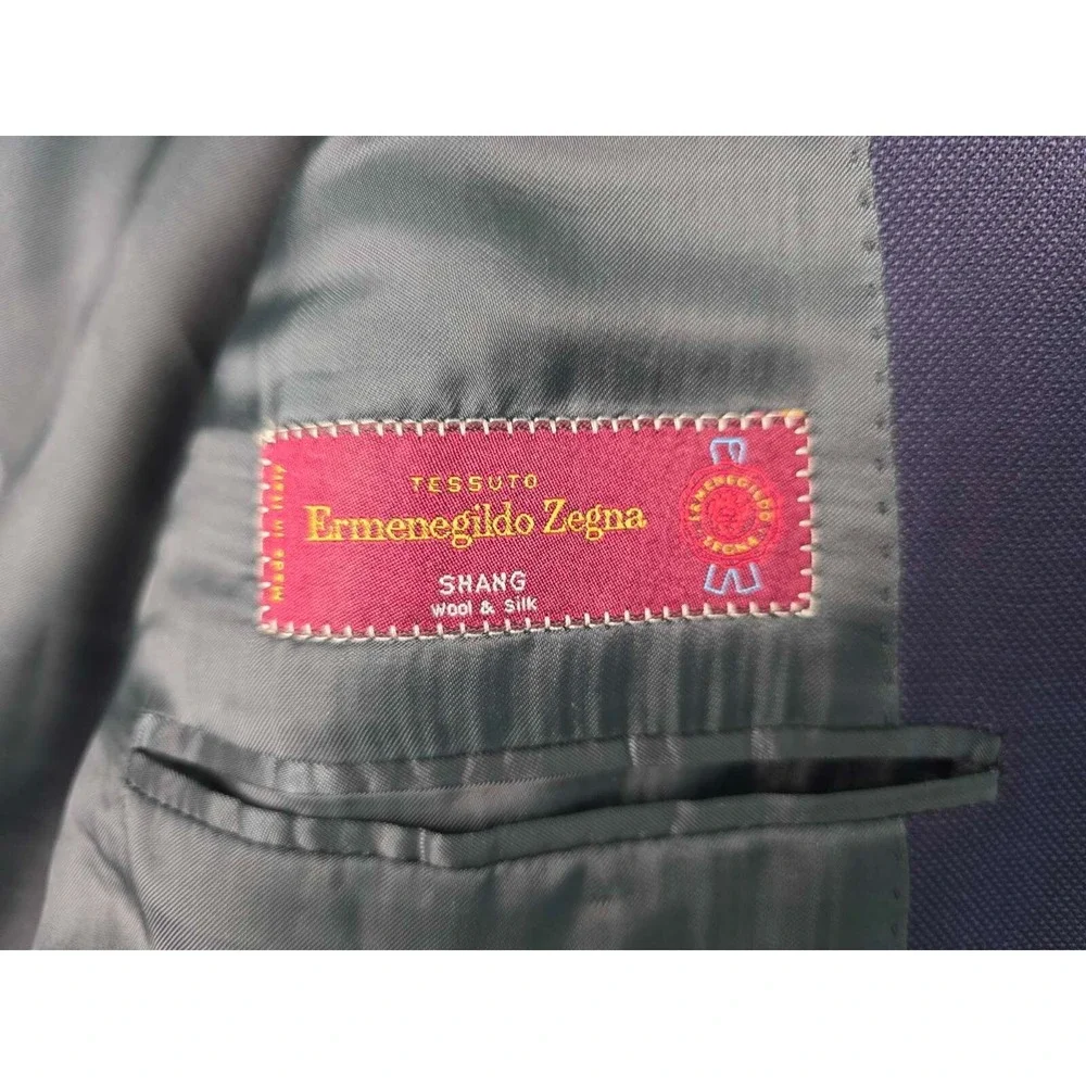 Ermenegildo Zegna Men's Suit Jacket Size 39 Blue Navy Blazer Wool Silk Italy
